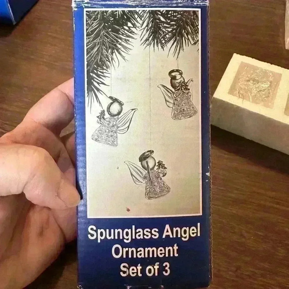 Spunglass Angel Christmas Ornaments. 2 Boxes. 6 Total Angels. Gold Accents. 1.5” - Picture 4 of 7